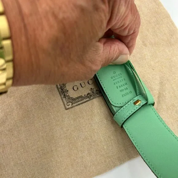 Women’s Gucci,Marmont , jumbo GG leather/canvas belt size 90 cm made in Italy - Picture 9 of 11